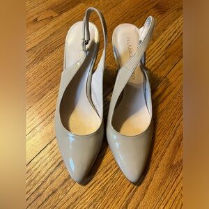 Franco Sarto patent leather sling back heels